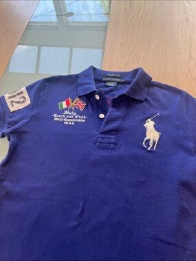 Ralph Lauren womens Polo Shirt - Navy with Embroidered Logos